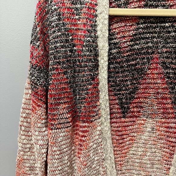 Lucky Brand Womens Brown Open Tribal Cardigan Sweater Small Fringe Long Sleeve - Picture 7 of 13